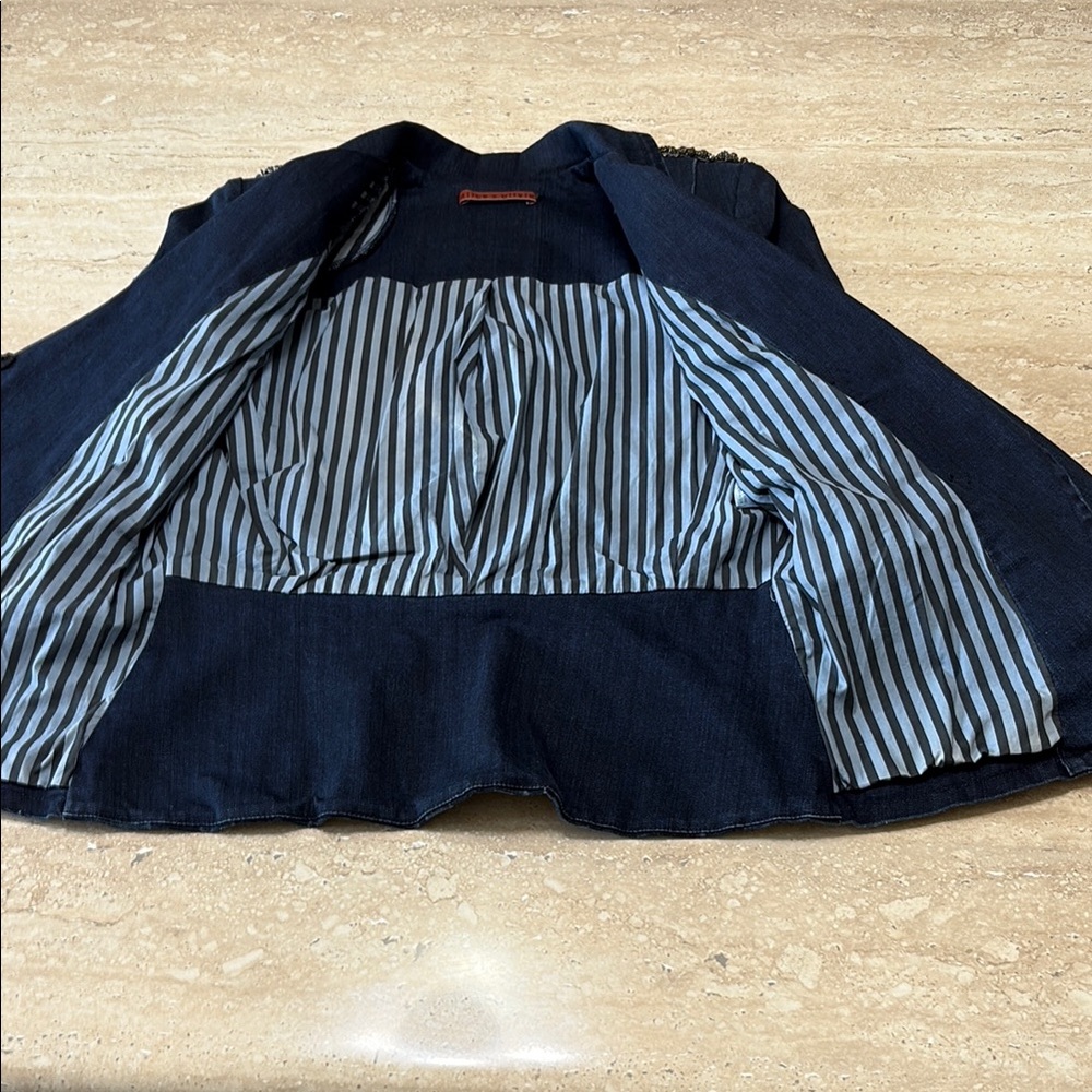 Alice + Olivia Blue Embellished Blazer-Excellent Condition- no missing stones - Picture 10 of 14